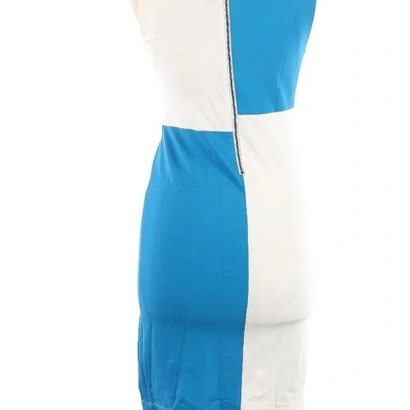 Alice + Olivia short white and blue geometric dress 6 - Picture 2 of 3